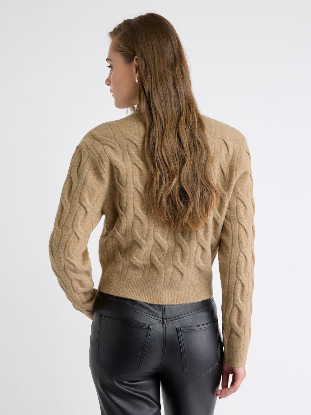 Long-Sleeve Cable-Stitch Cardigan rw&co Exclusive Sale Price