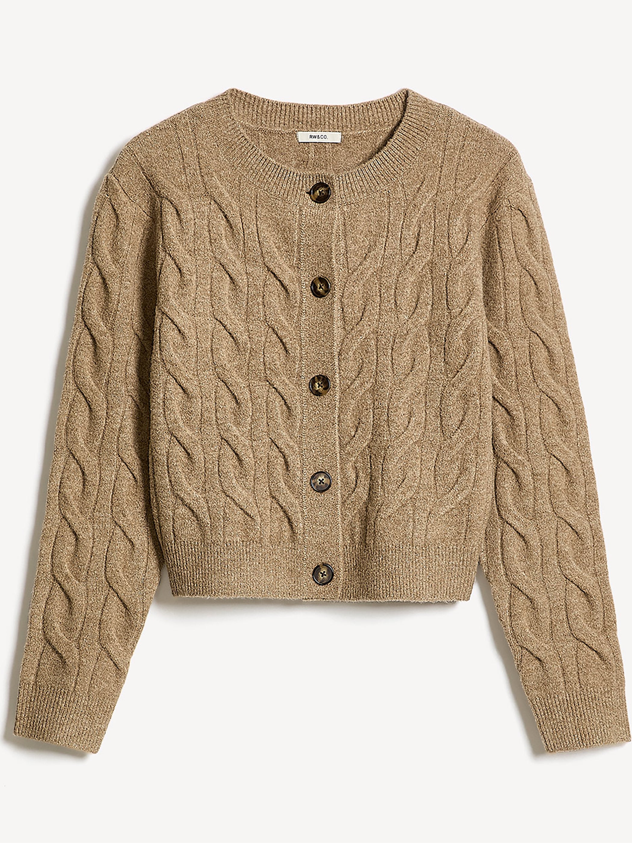 Long-Sleeve Cable-Stitch Cardigan rw&co Exclusive Sale Price