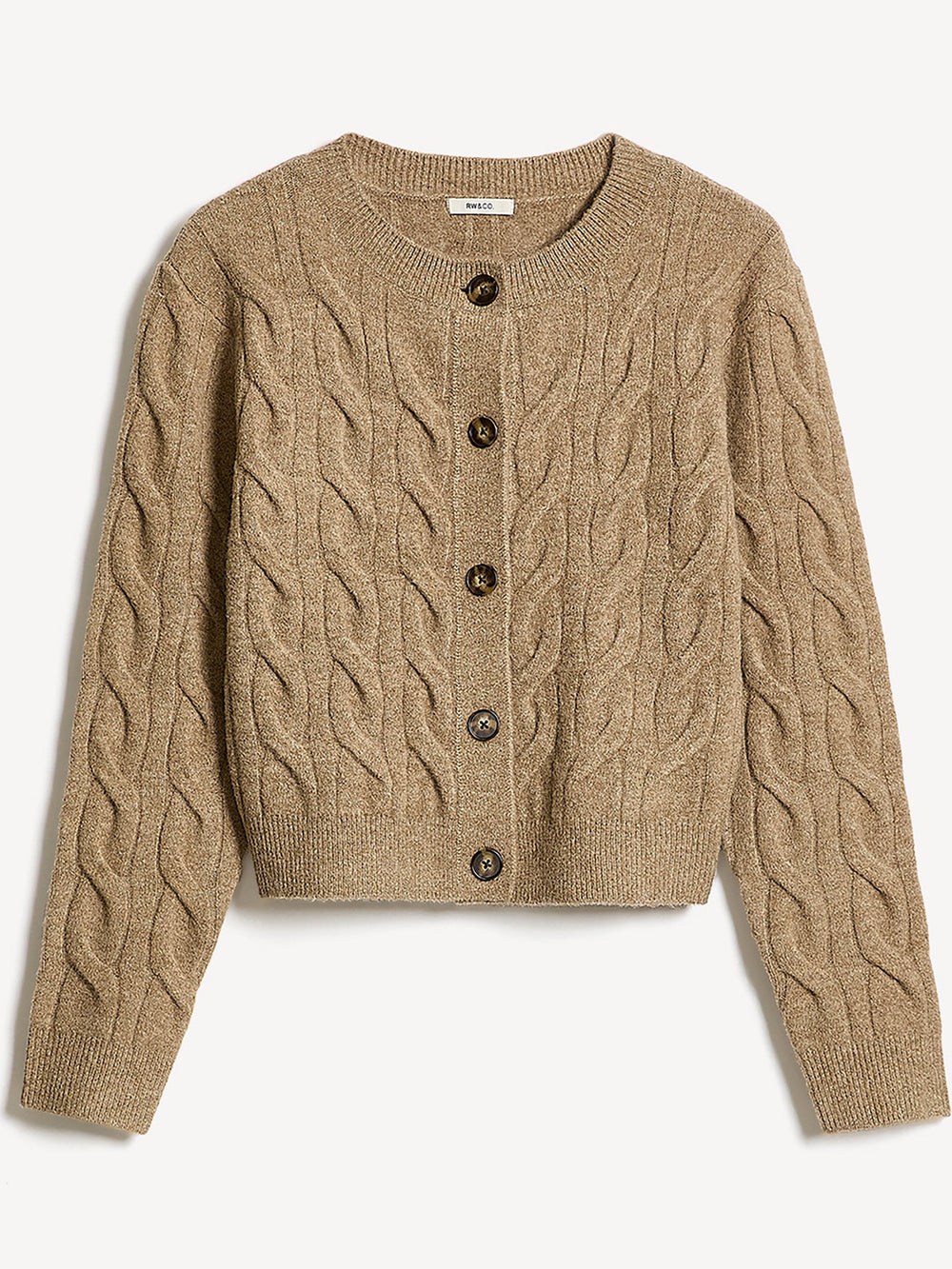Long-Sleeve Cable-Stitch Cardigan rw&co Exclusive Sale Price