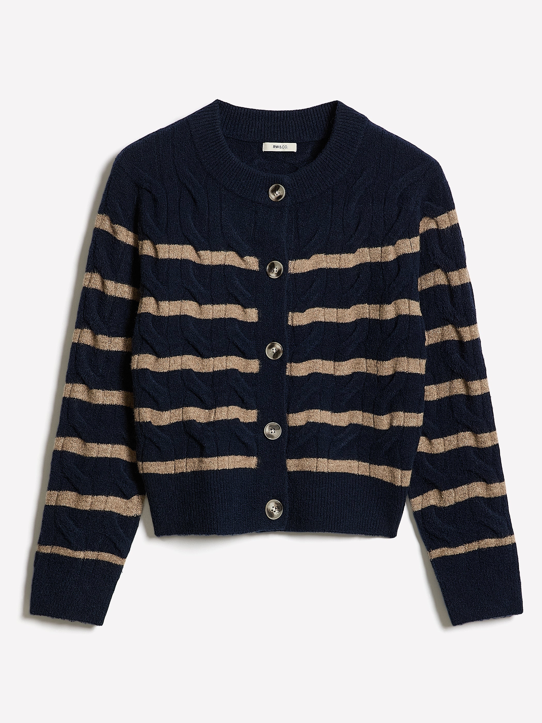 Long-Sleeve Cable-Stitch Cardigan rw&co Exclusive Sale Price