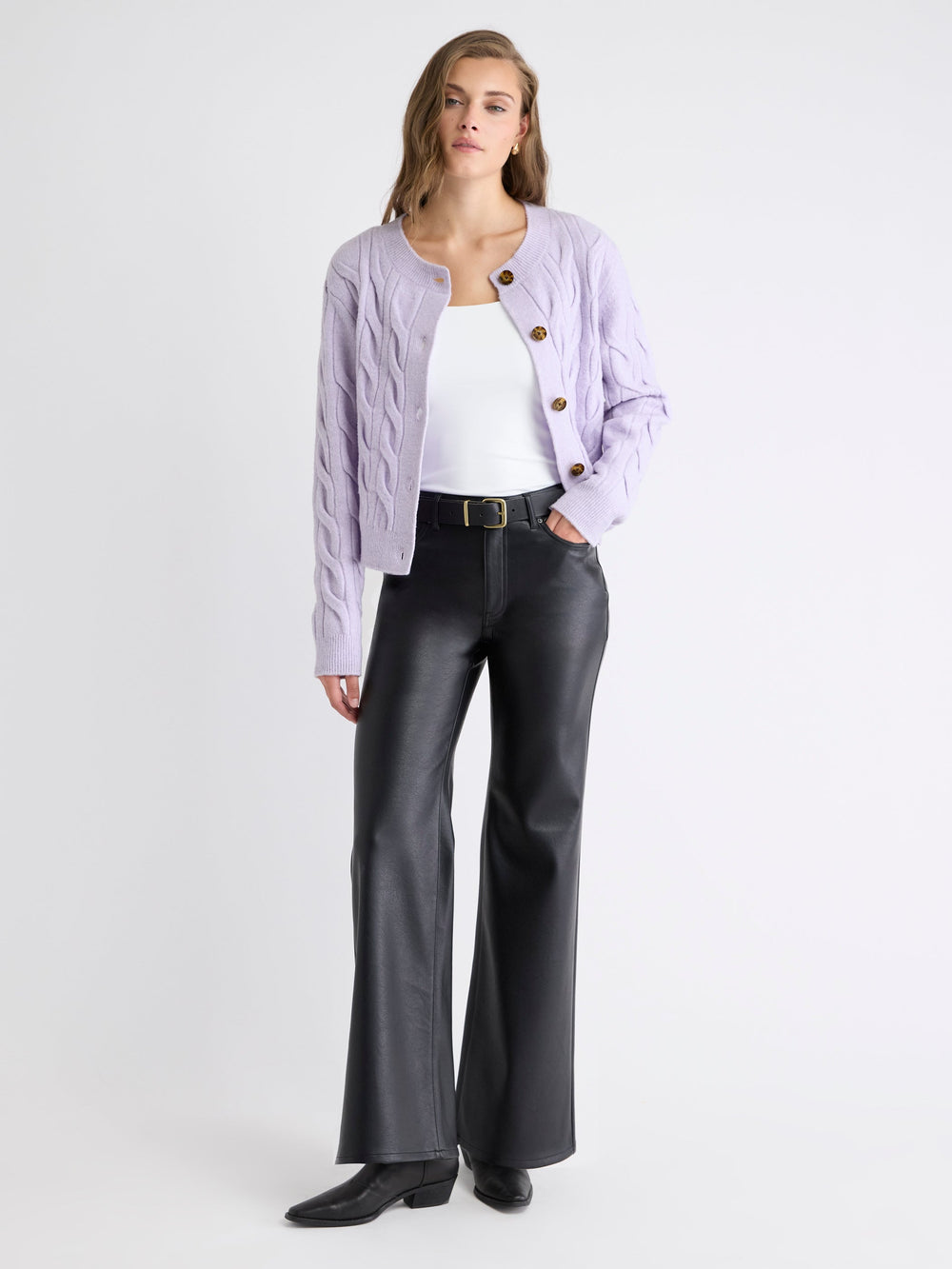 Long-Sleeve Cable-Stitch Cardigan rw&co Exclusive Sale Price