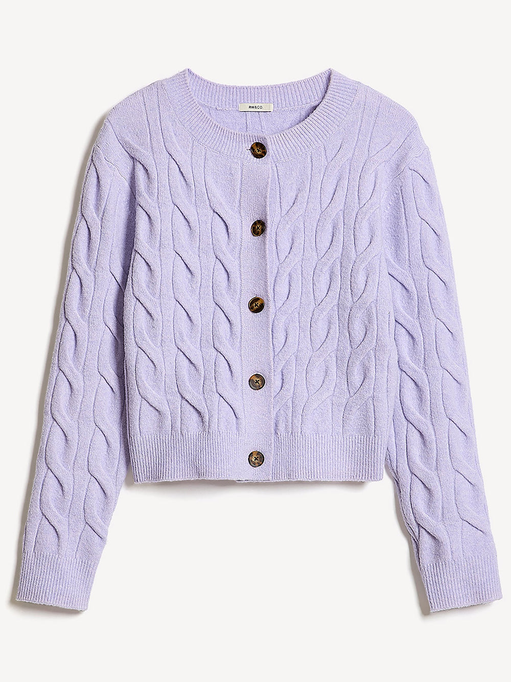 Long-Sleeve Cable-Stitch Cardigan rw&co Exclusive Sale Price