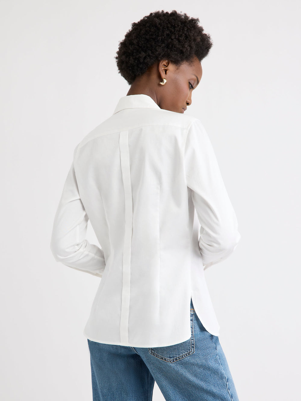 Fitted Long-Sleeve Poplin Blouse rw&co Special Offer
