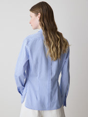 Striped Fitted Long-Sleeve Poplin Blouse rw&co Great Value Deal