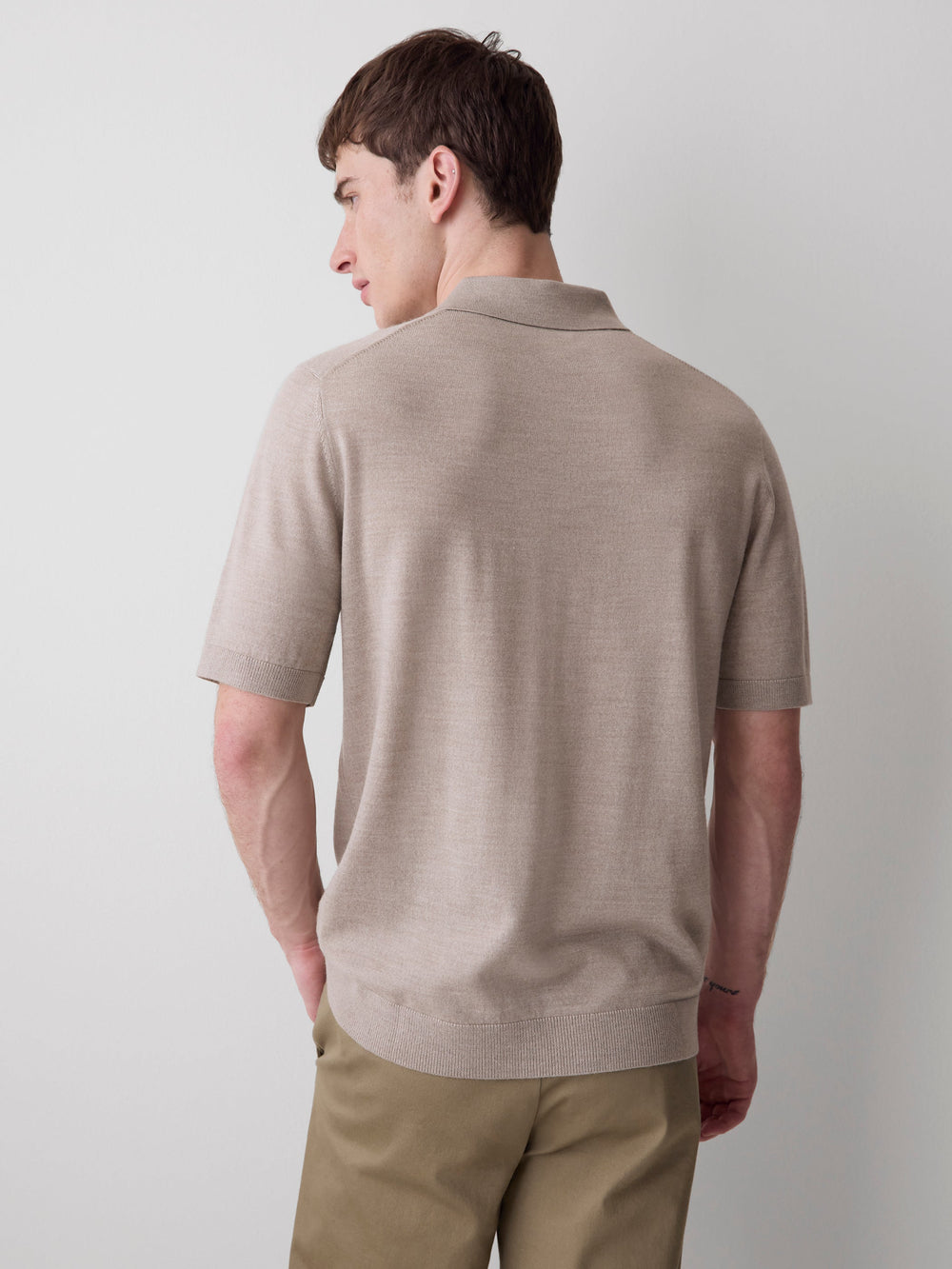 Merino-Wool Short-Sleeve Polo Sweater rw&co Special Offer