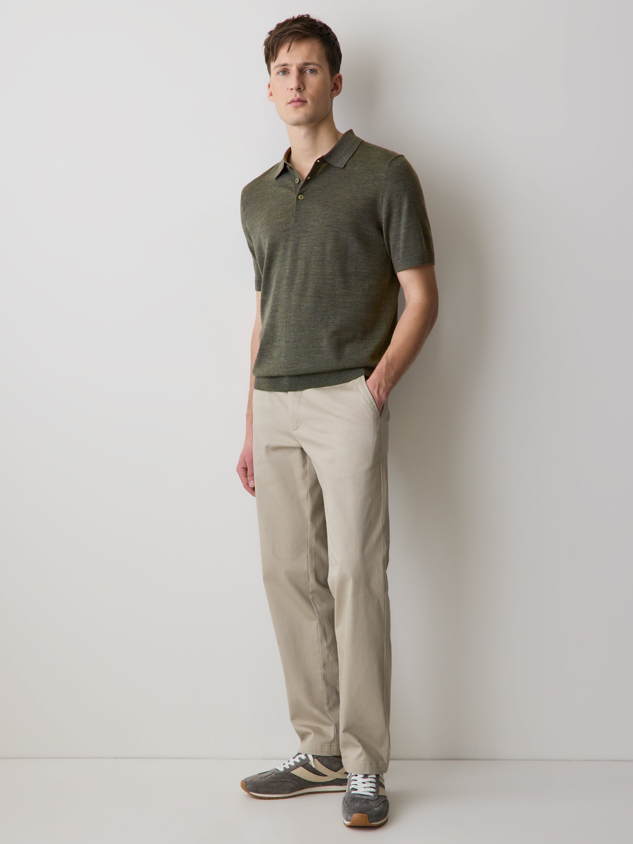 Merino-Wool Short-Sleeve Polo Sweater rw&co Special Offer