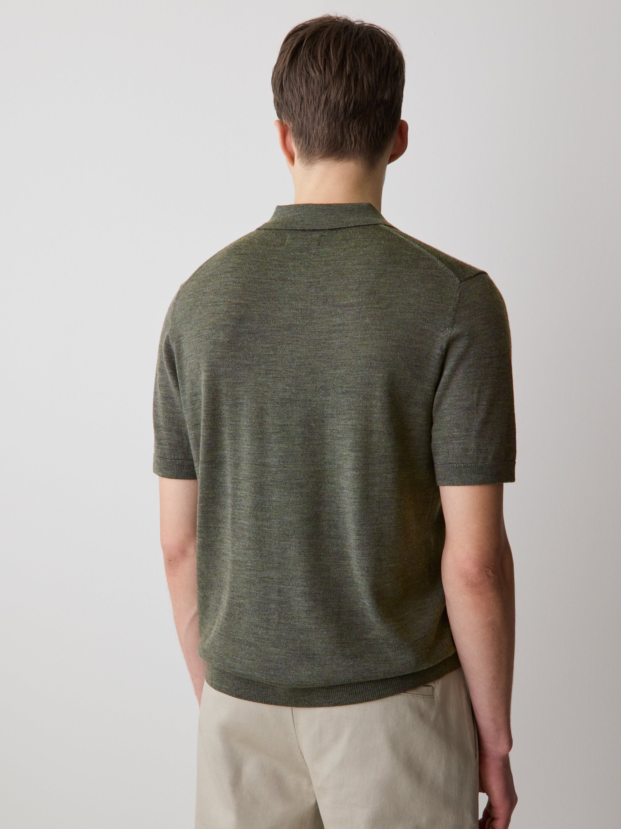 Merino-Wool Short-Sleeve Polo Sweater rw&co Special Offer