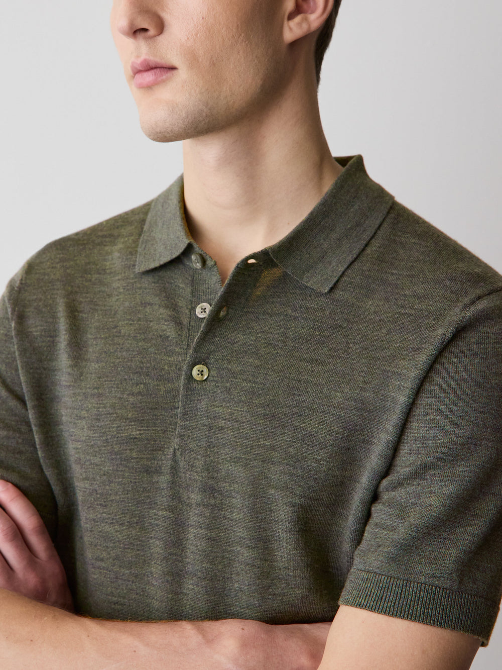 Merino-Wool Short-Sleeve Polo Sweater rw&co Special Offer