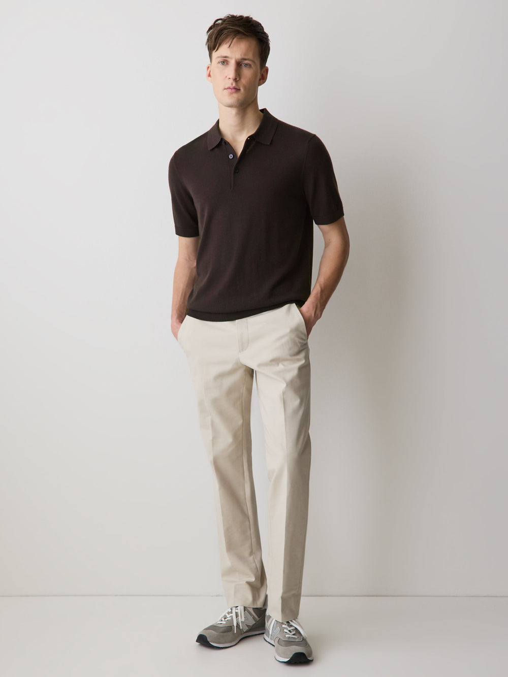 Merino-Wool Short-Sleeve Polo Sweater rw&co Special Offer