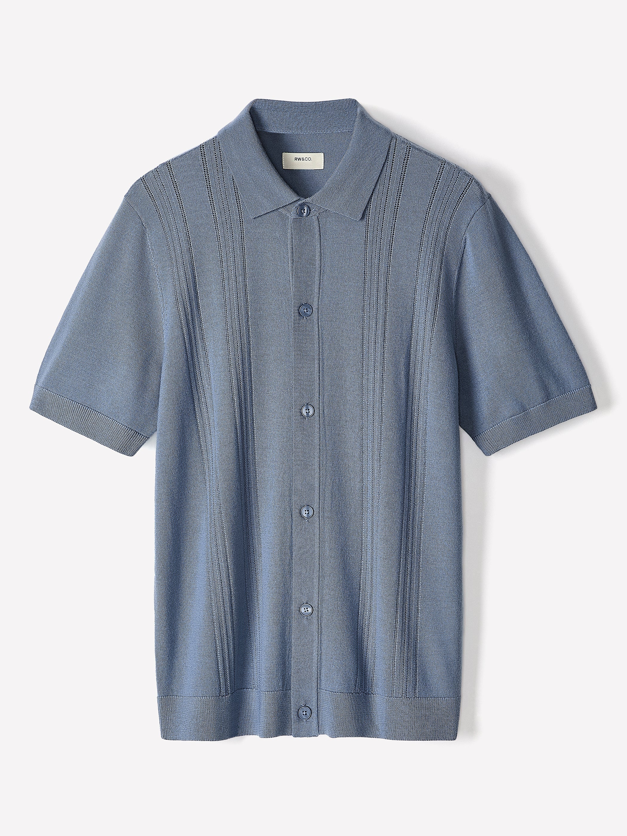 Merino-Wool Short-Sleeve Shirt Sweater rw&co Limited Time Discount