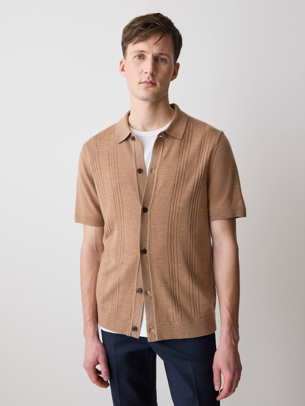 Merino-Wool Short-Sleeve Shirt Sweater rw&co Limited Time Discount