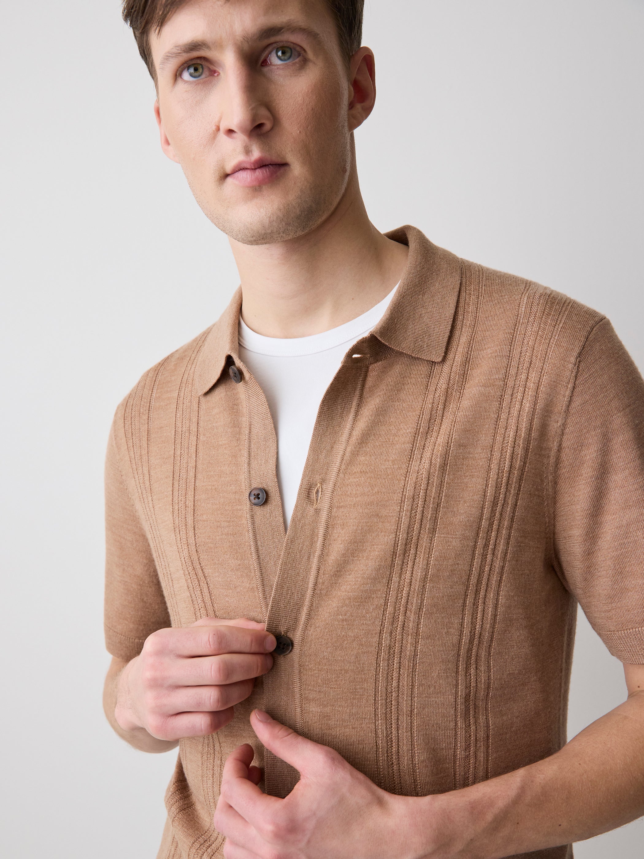 Merino-Wool Short-Sleeve Shirt Sweater rw&co Limited Time Discount