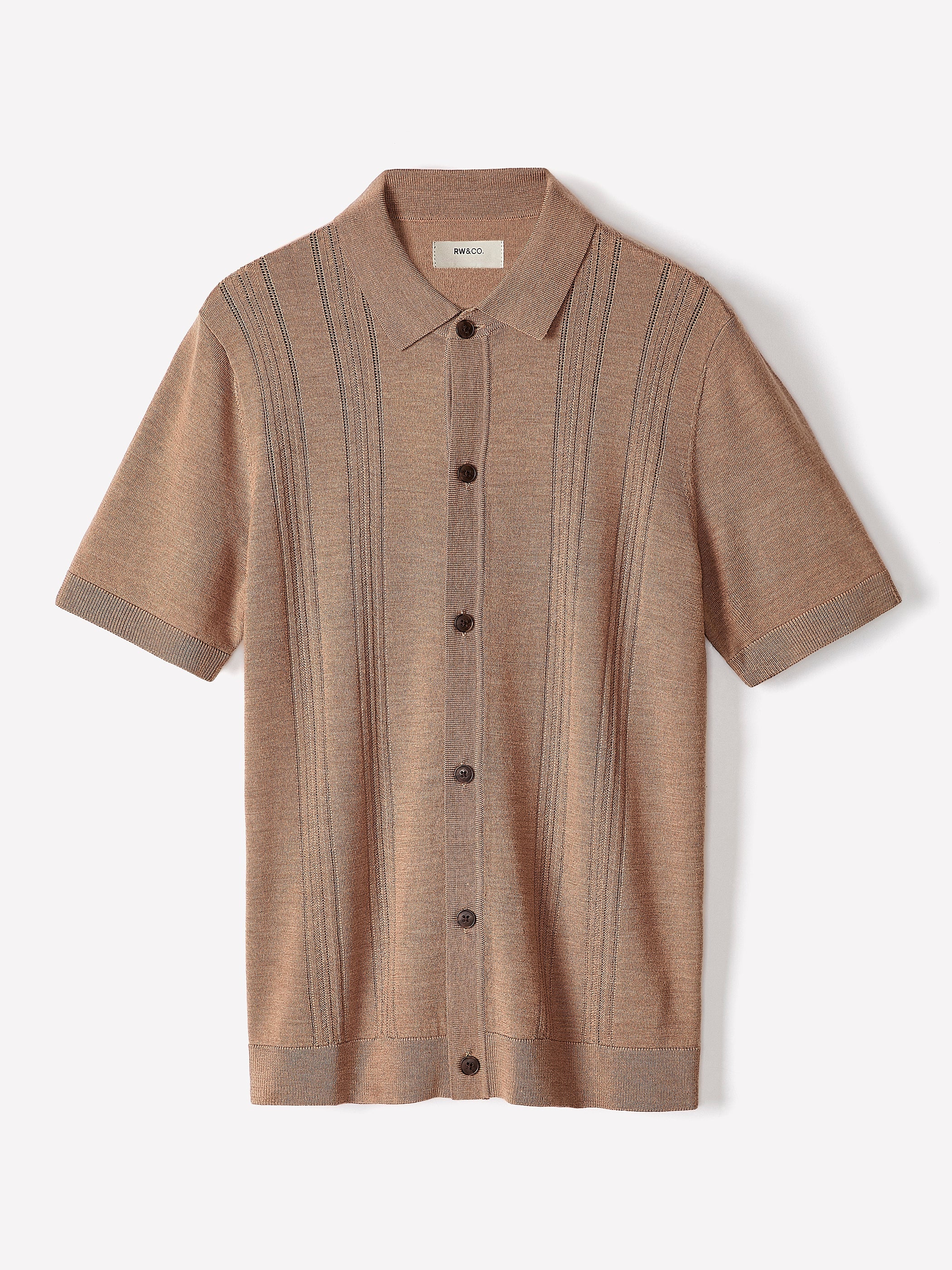 Merino-Wool Short-Sleeve Shirt Sweater rw&co Limited Time Discount