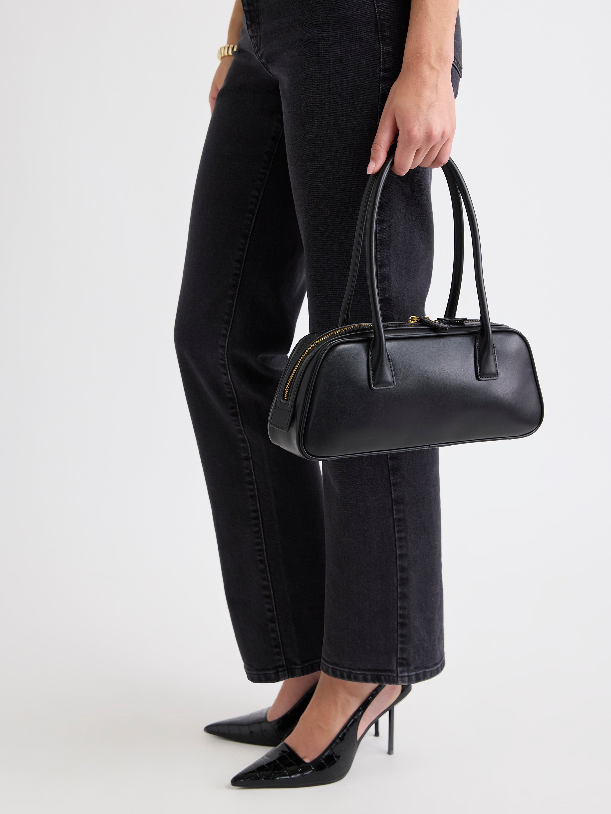Faux Leather East-West Bag rw&co On Sale