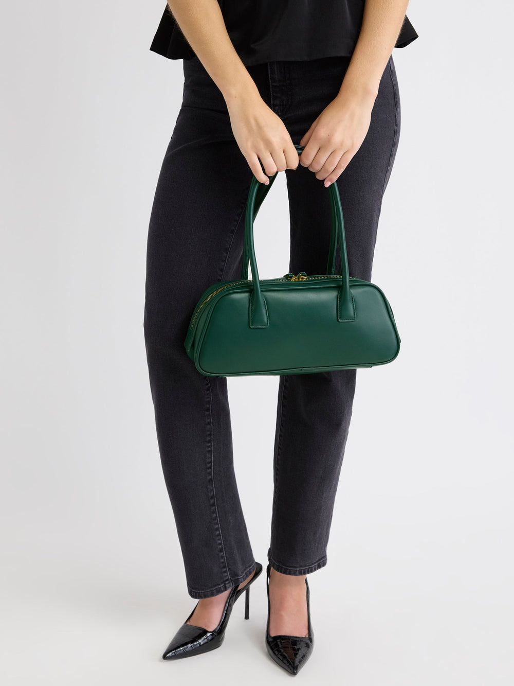 Faux Leather East-West Bag rw&co On Sale
