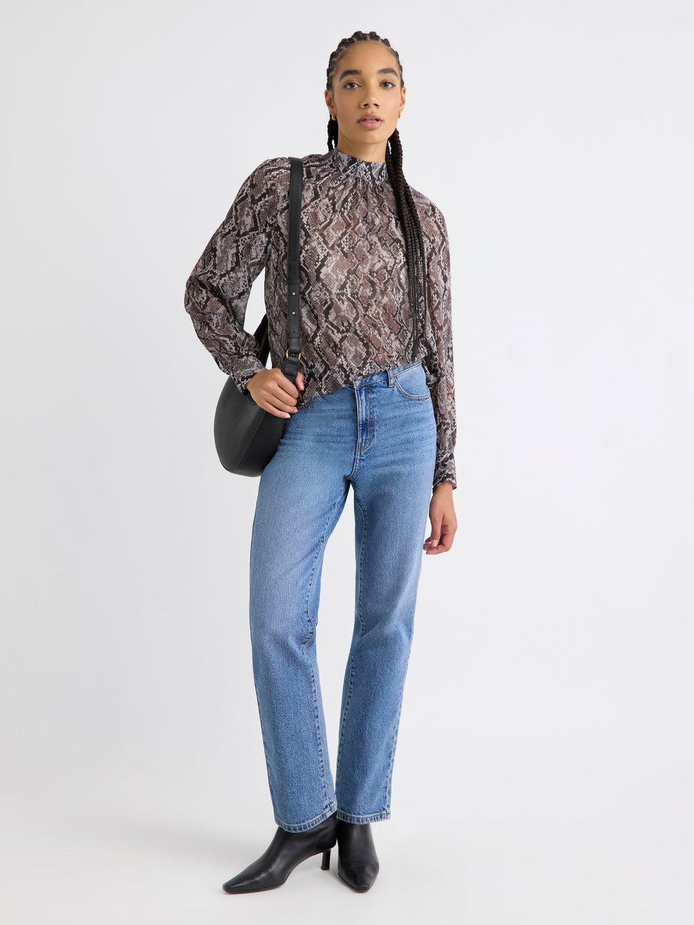 Long-Sleeve Chiffon Popover Blouse rw&co On Sale