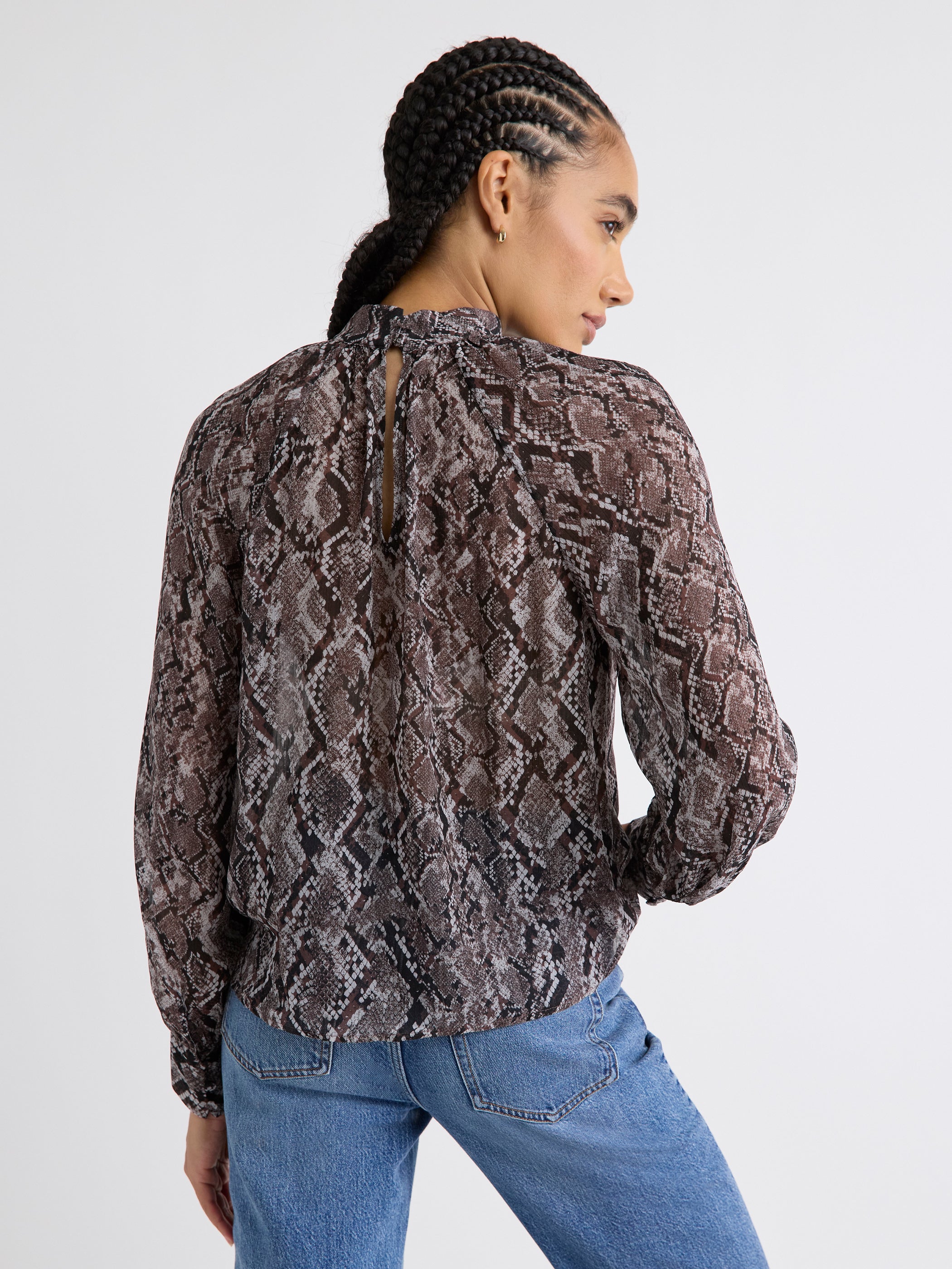 Long-Sleeve Chiffon Popover Blouse rw&co On Sale