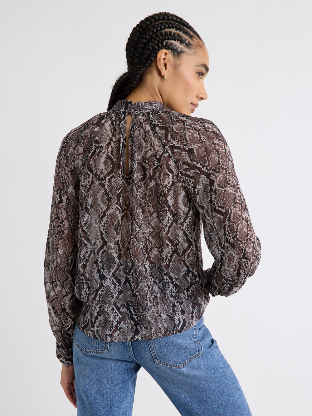 Long-Sleeve Chiffon Popover Blouse rw&co On Sale