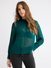 Long-Sleeve Chiffon Popover Blouse rw&co On Sale
