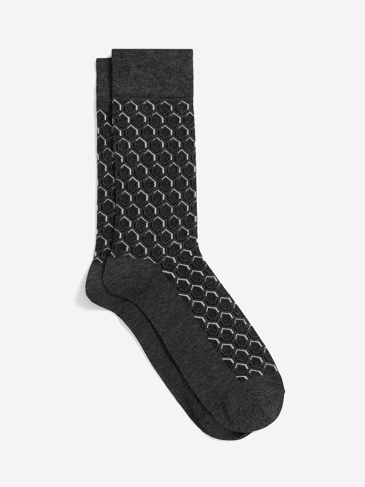 Grey Dress Socks with Hexagonal Pattern rw&co Exclusive Sale Price