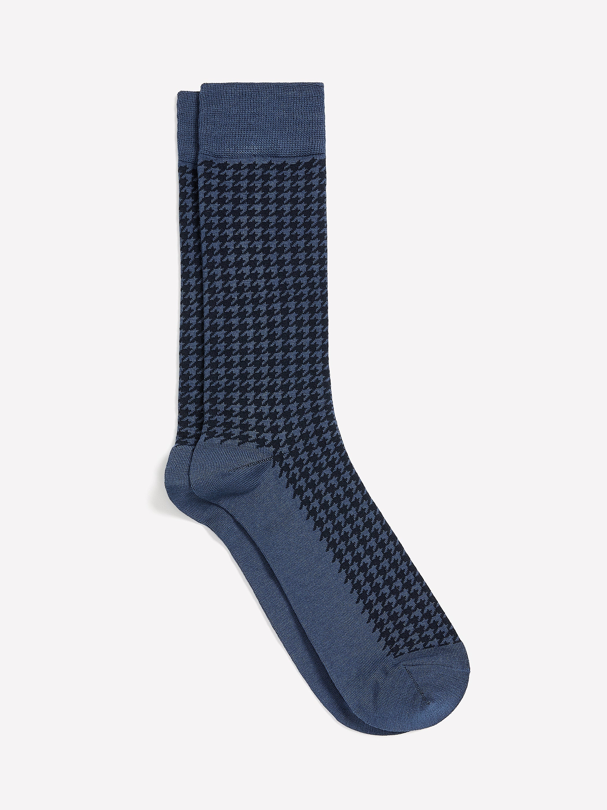 Blue Dress Socks with Houndstooth Pattern rw&co Limited Time Discount