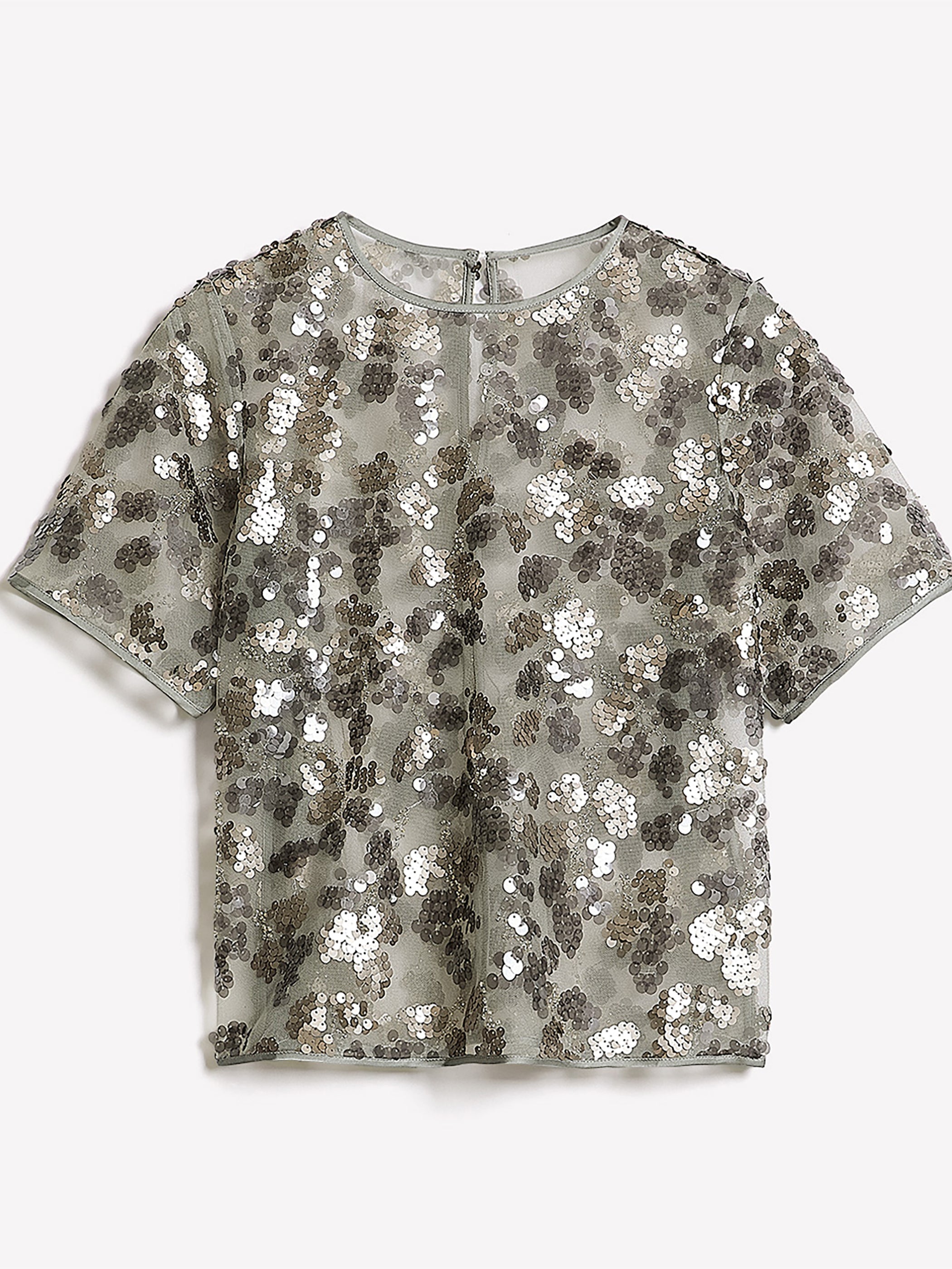 Short-Sleeve Crew-Neck Sequins Popover Blouse rw&co Special Offer