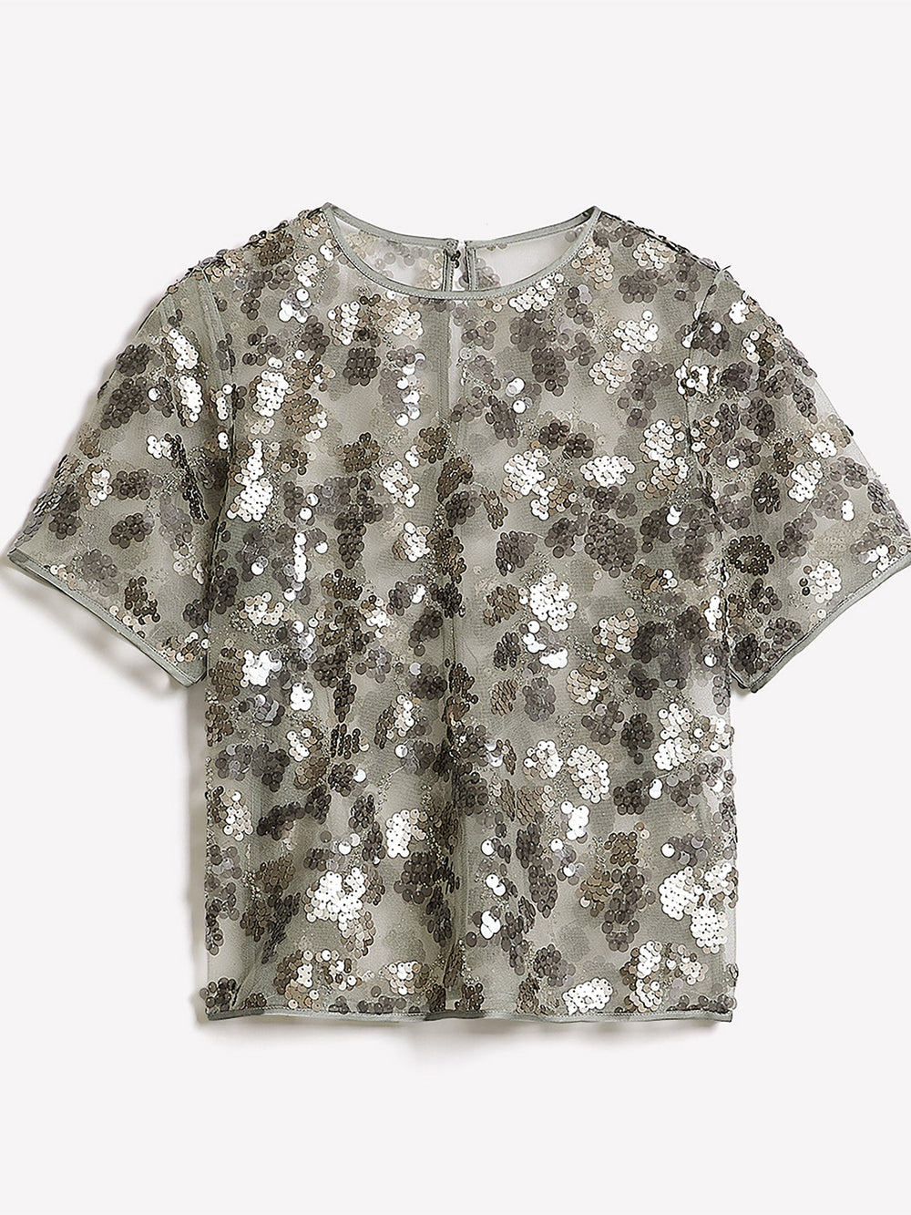 Short-Sleeve Crew-Neck Sequins Popover Blouse rw&co Special Offer