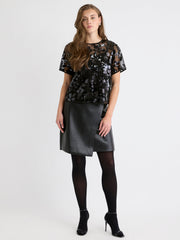 Short-Sleeve Crew-Neck Sequins Popover Blouse rw&co Special Offer