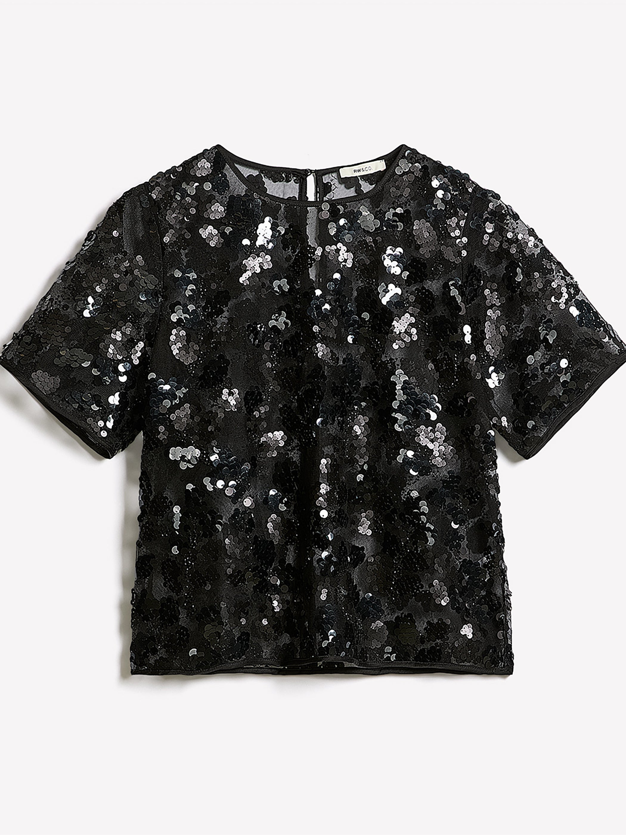 Short-Sleeve Crew-Neck Sequins Popover Blouse rw&co Special Offer