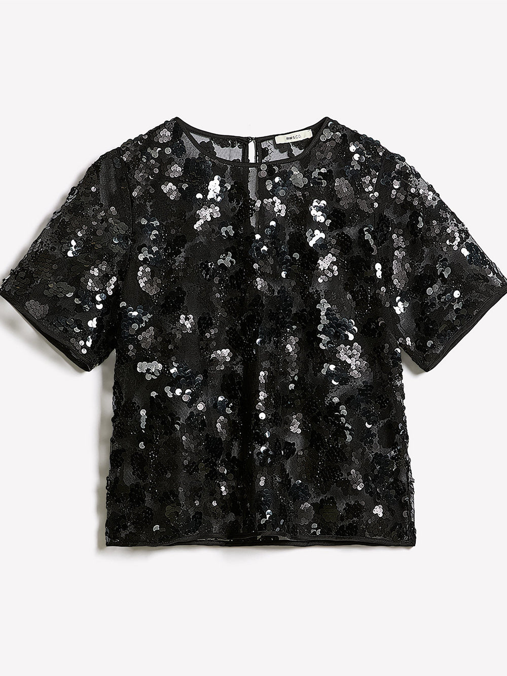 Short-Sleeve Crew-Neck Sequins Popover Blouse rw&co Special Offer