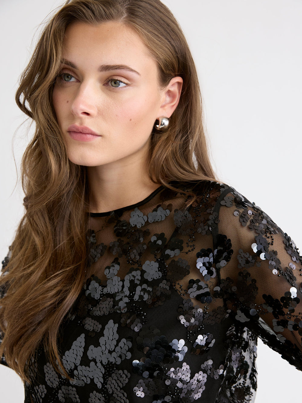 Short-Sleeve Crew-Neck Sequins Popover Blouse rw&co Special Offer