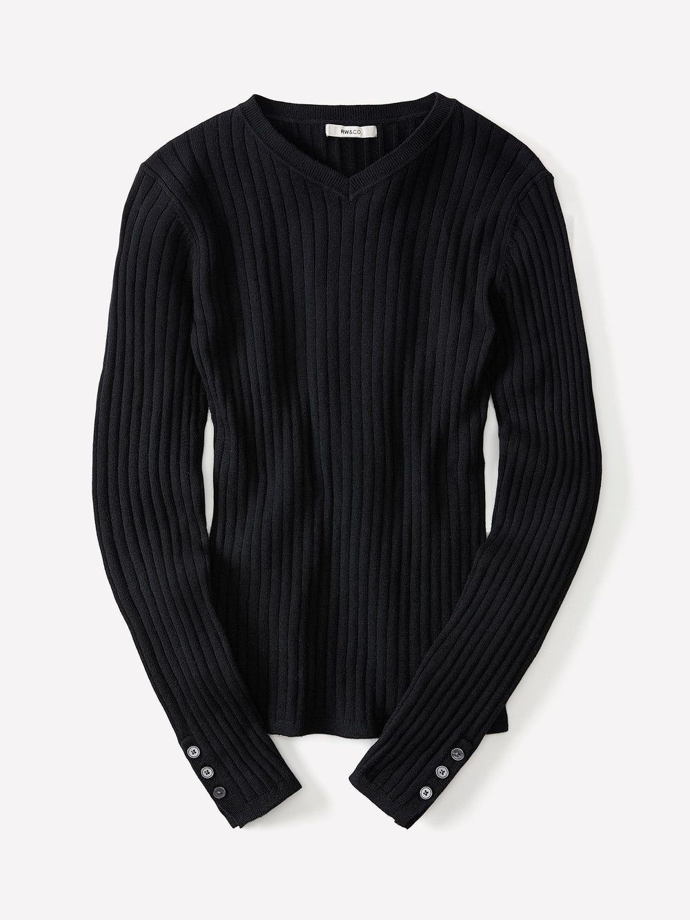 V-Neck Sweater with Buttons on Sleeves rw&co Special Promo Price