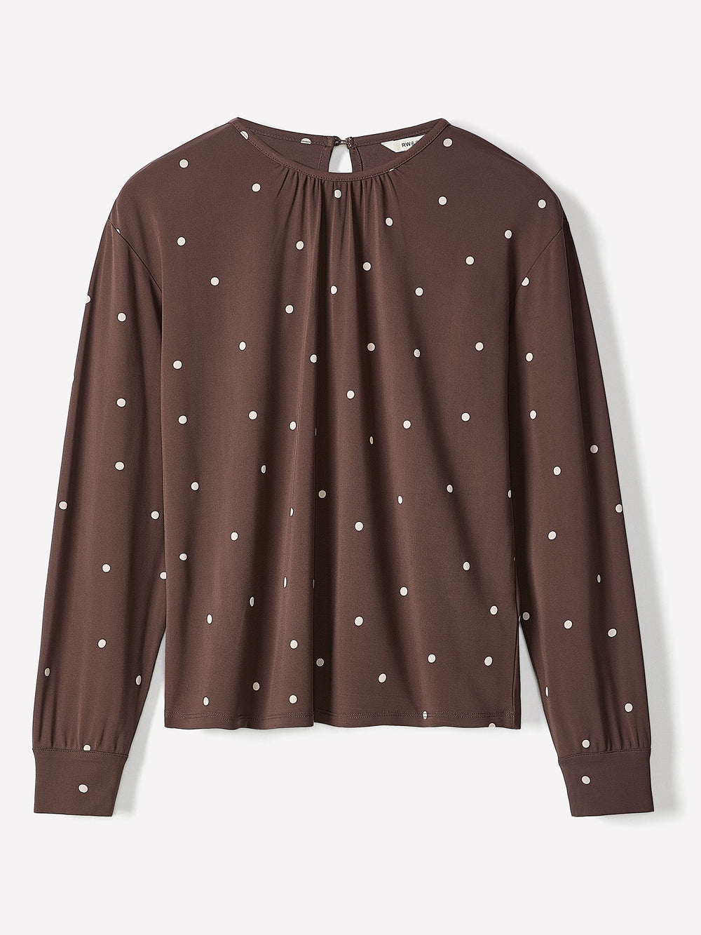 Long-Sleeve Top with Shirred Crew Neckline rw&co Great Value Deal