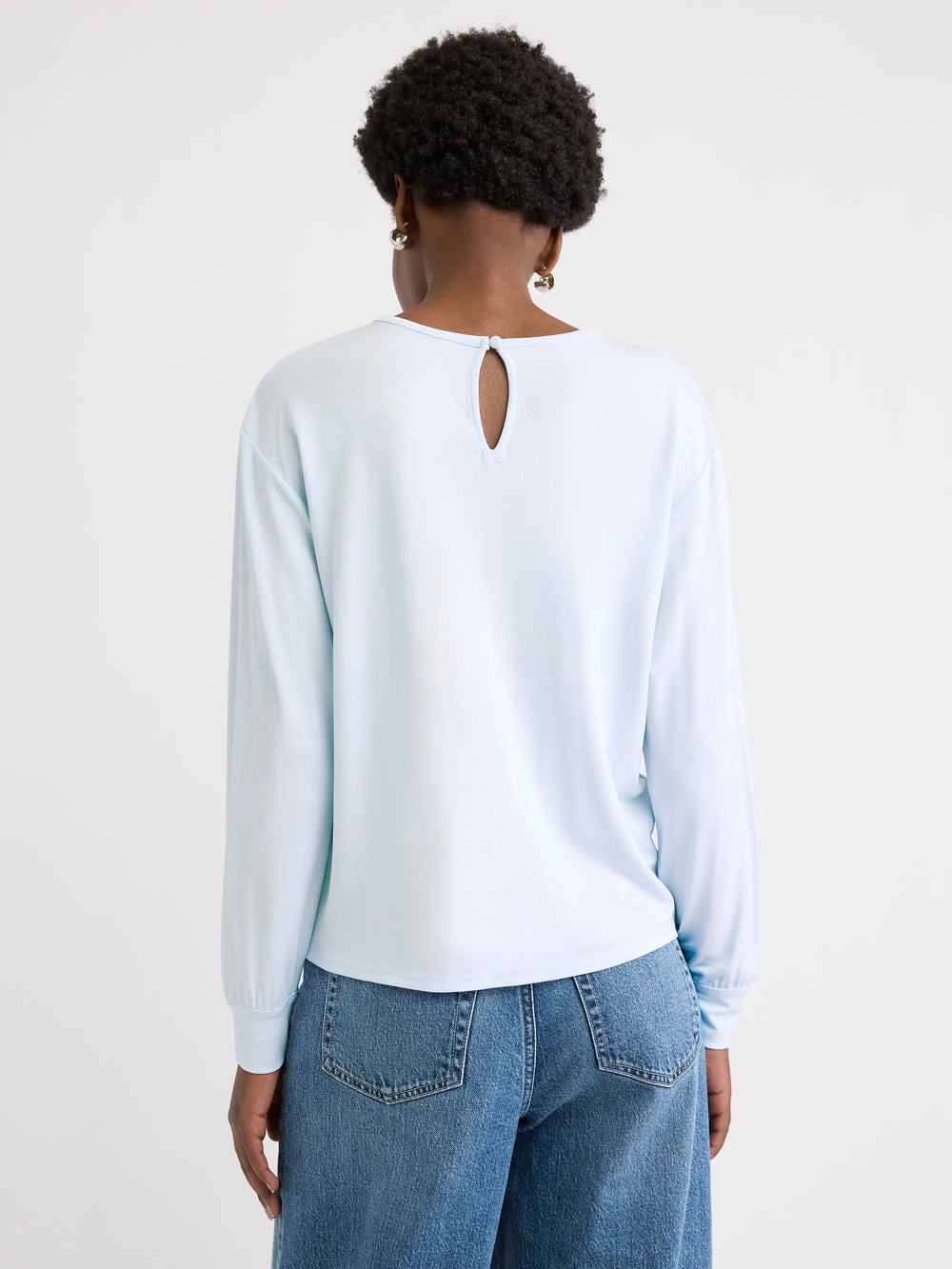Long-Sleeve Top with Shirred Crew Neckline rw&co Great Value Deal