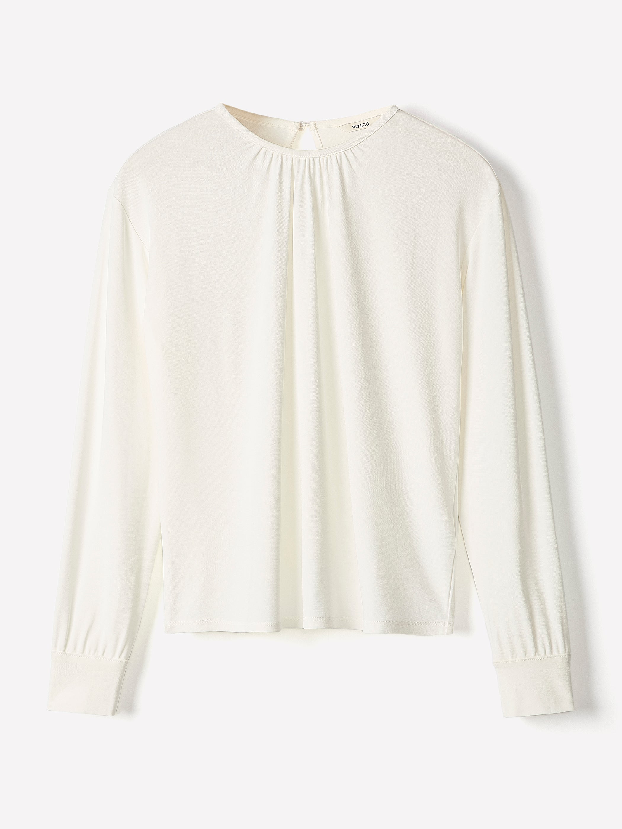Long-Sleeve Top with Shirred Crew Neckline rw&co Great Value Deal