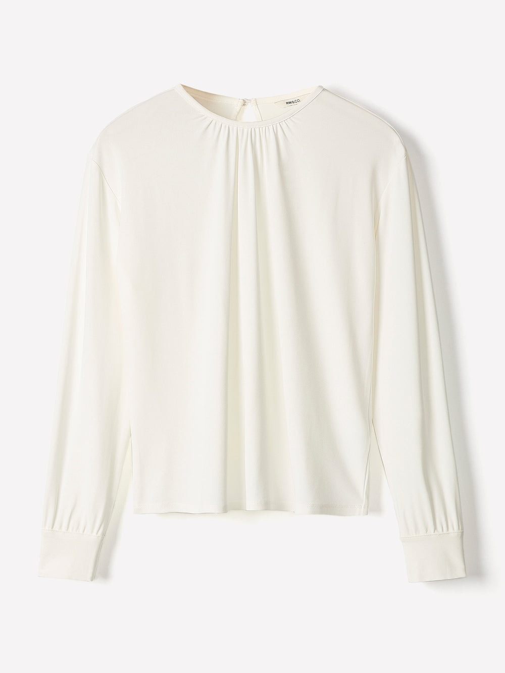 Long-Sleeve Top with Shirred Crew Neckline rw&co Great Value Deal