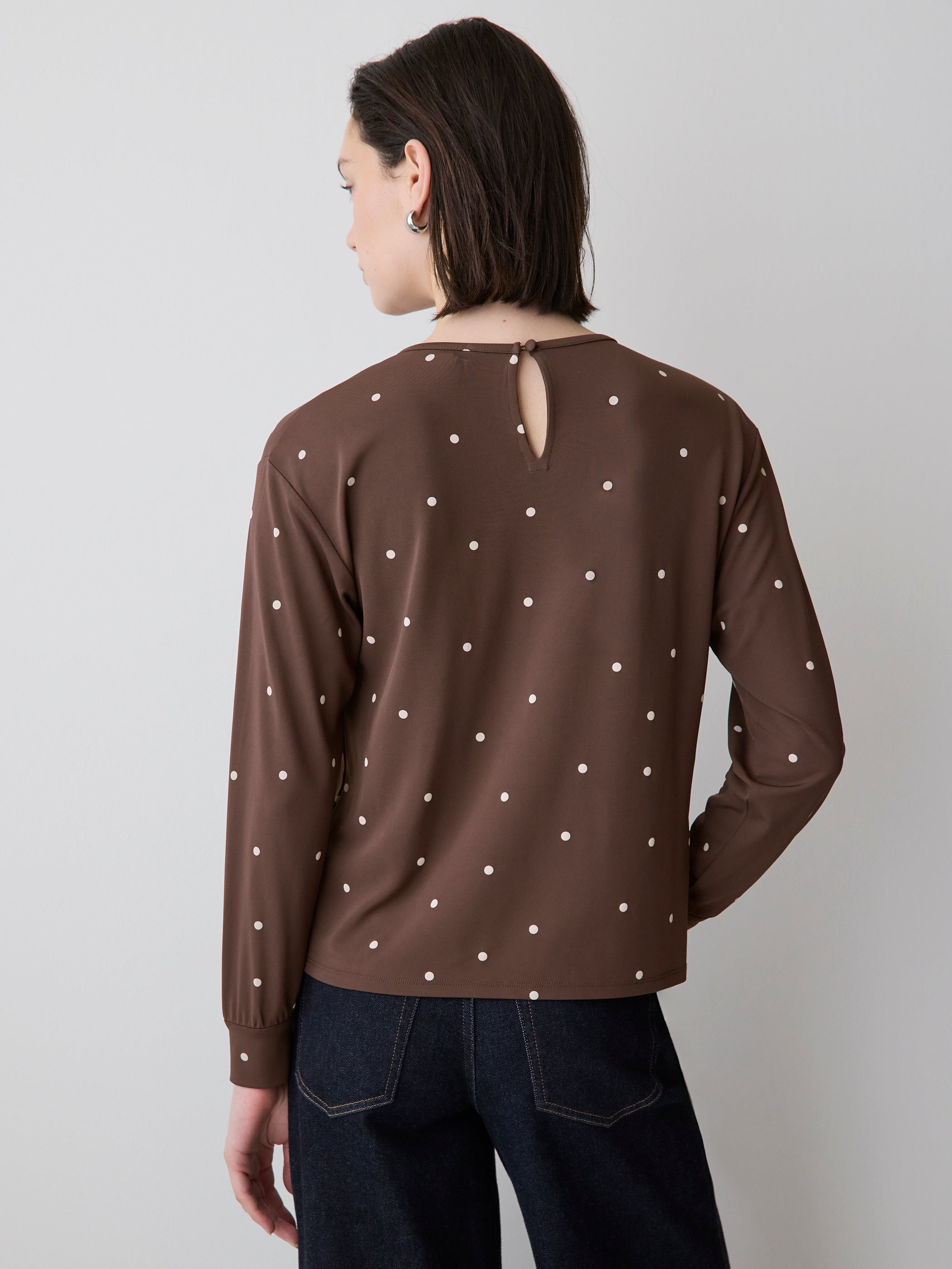 Long-Sleeve Top with Shirred Crew Neckline rw&co Great Value Deal