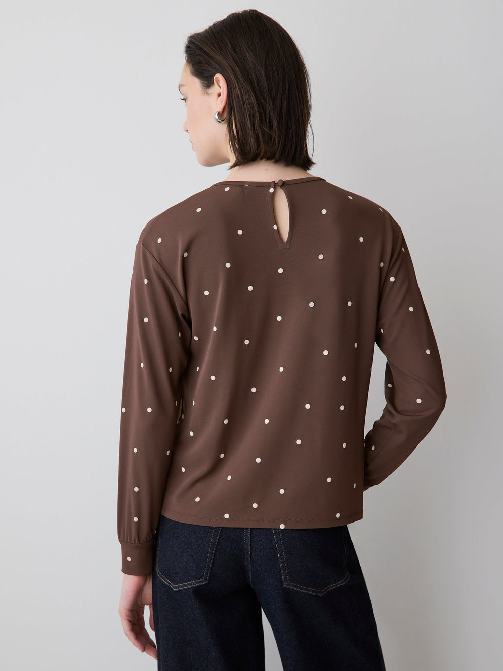 Long-Sleeve Top with Shirred Crew Neckline rw&co Great Value Deal