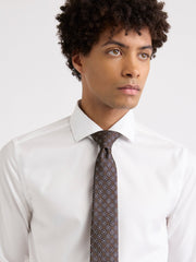 Brown Regular Tie with Geometric Floral Pattern rw&co Special Offer