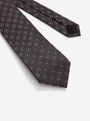 Brown Regular Tie with Geometric Floral Pattern rw&co Special Offer
