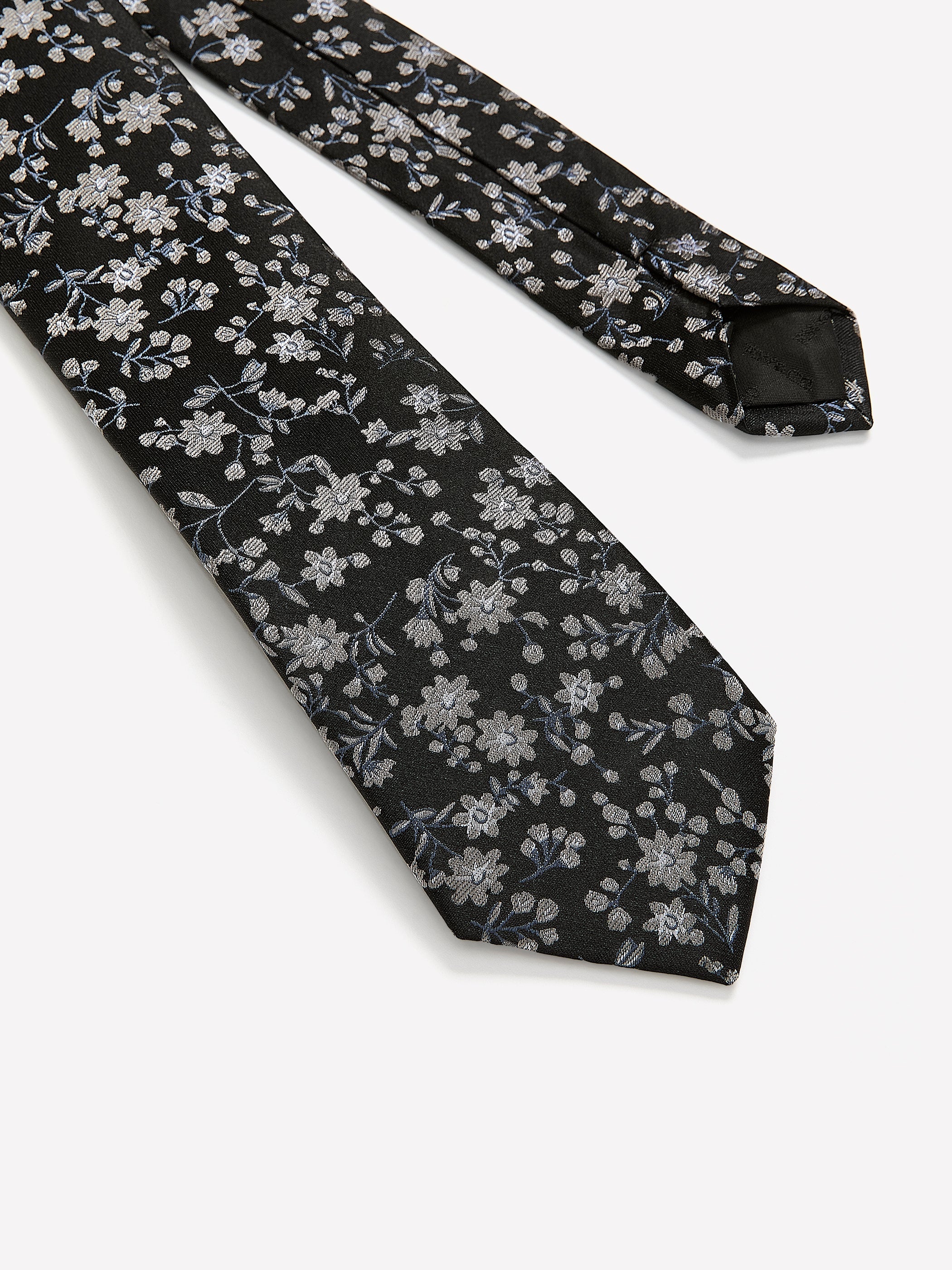 Black Skinny Tie with Floral Pattern rw&co Special Promo Price