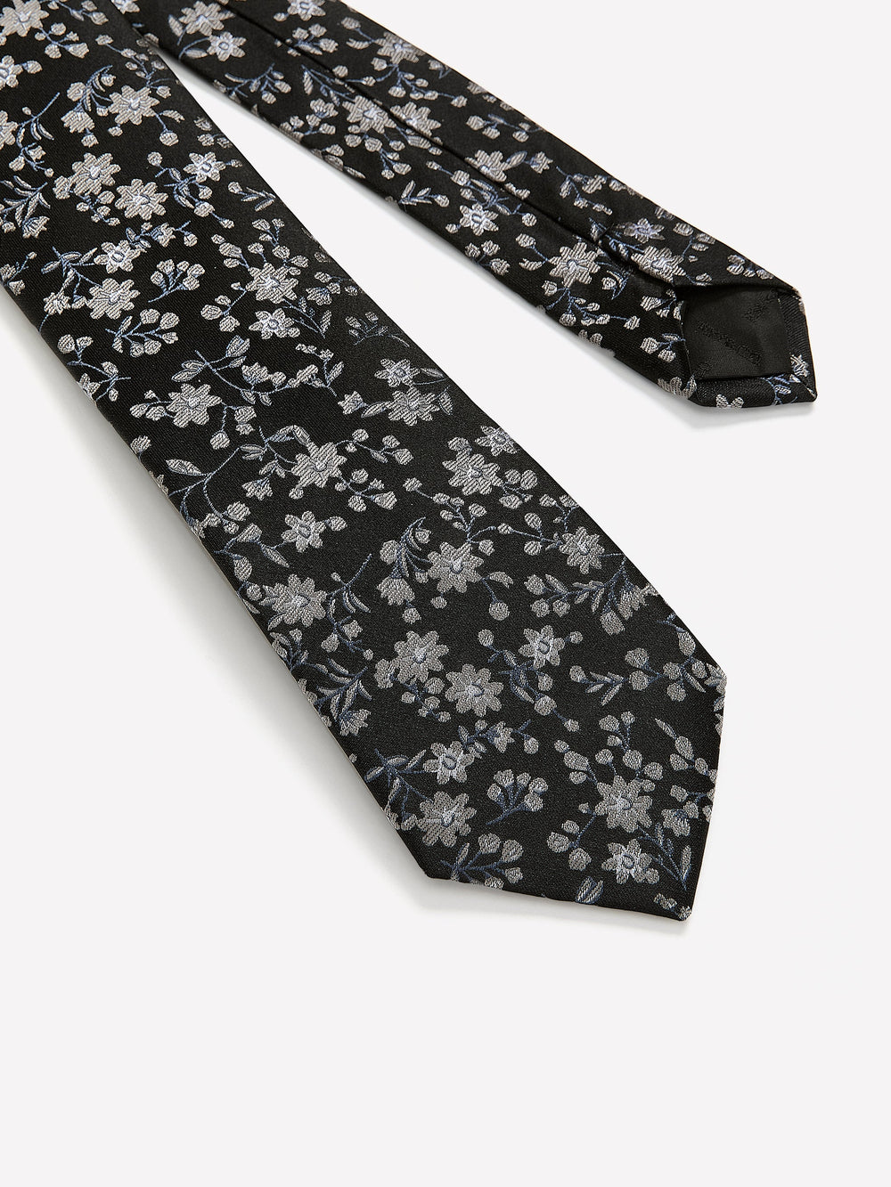 Black Skinny Tie with Floral Pattern rw&co Special Promo Price