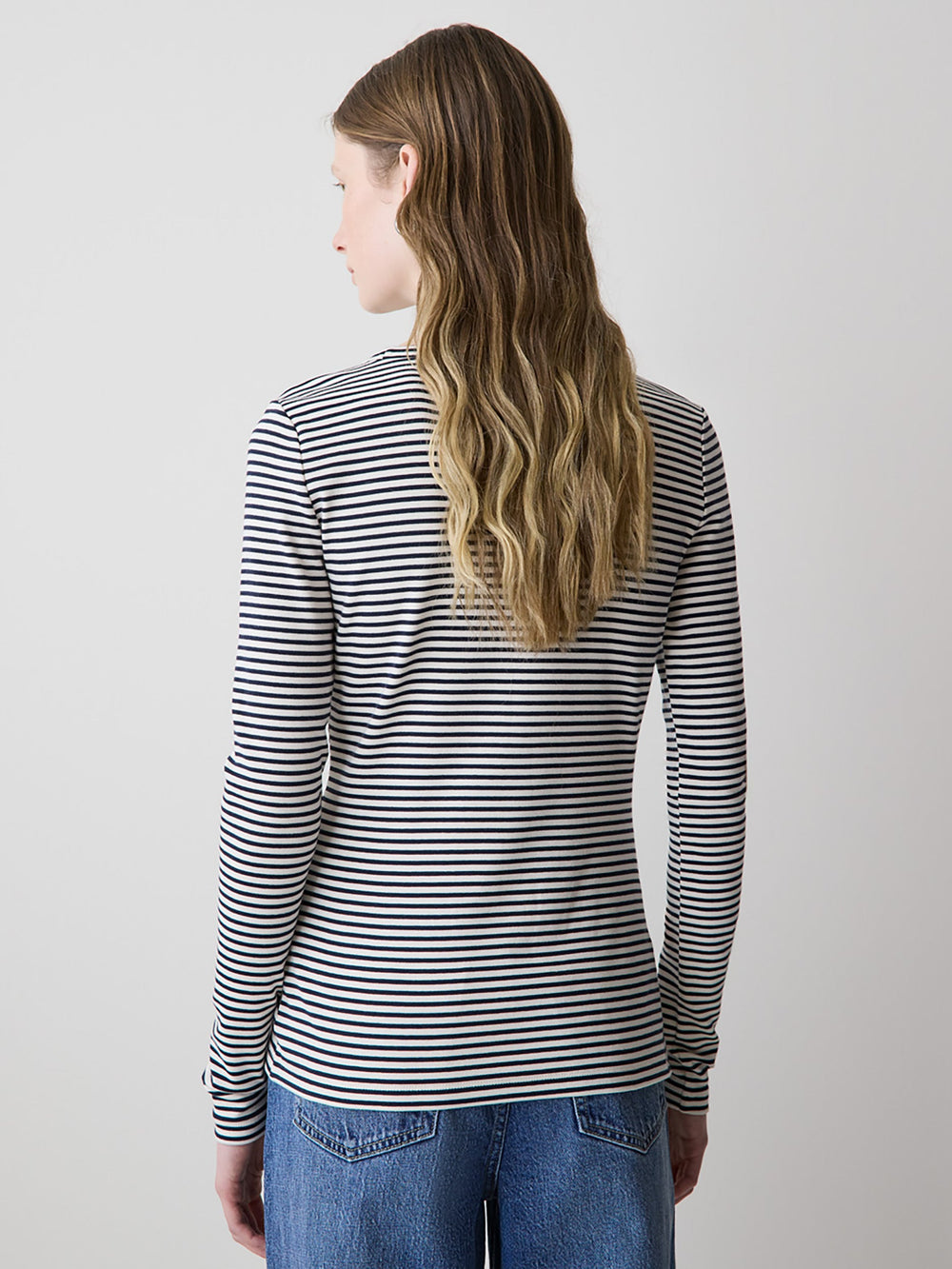 Long-Sleeve Crew-Neck Fitted Ribbed Tee rw&co Exclusive Sale Price