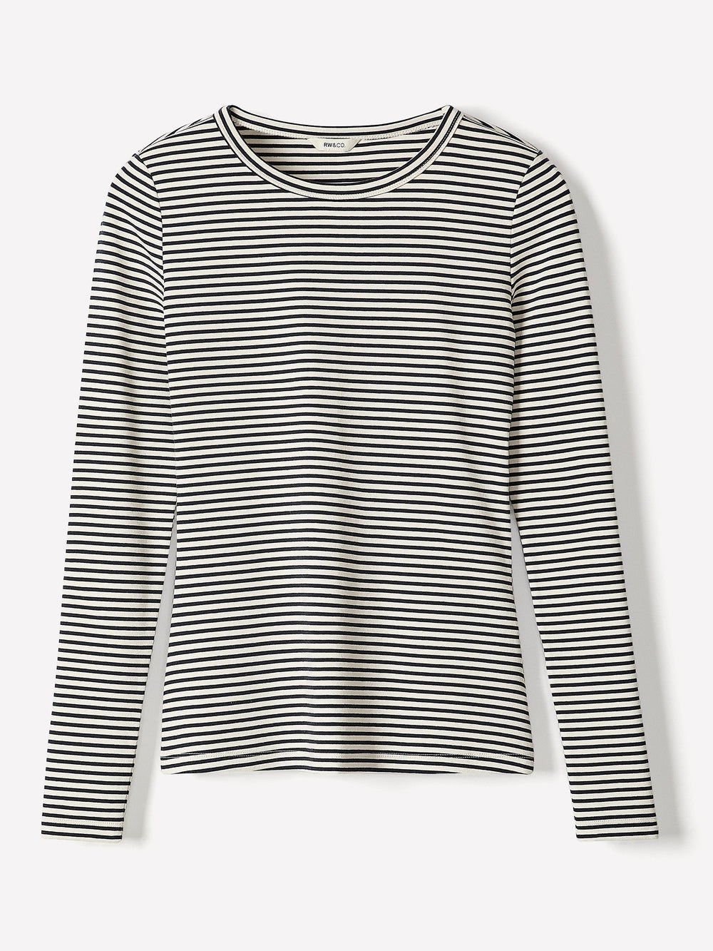 Long-Sleeve Crew-Neck Fitted Ribbed Tee rw&co Exclusive Sale Price