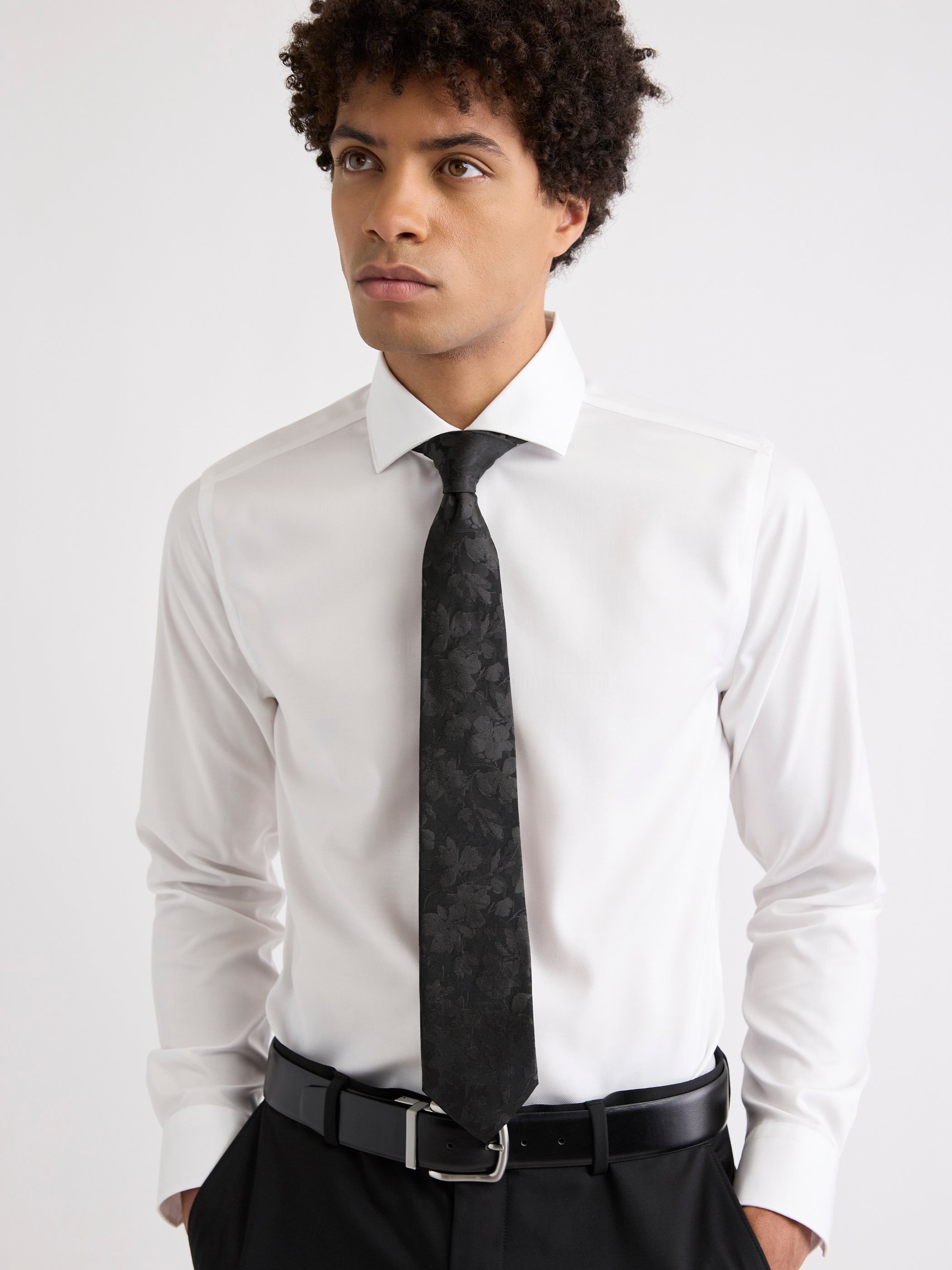 Silk Floral Tie in Regular Black Tone rw&co Great Value Deal