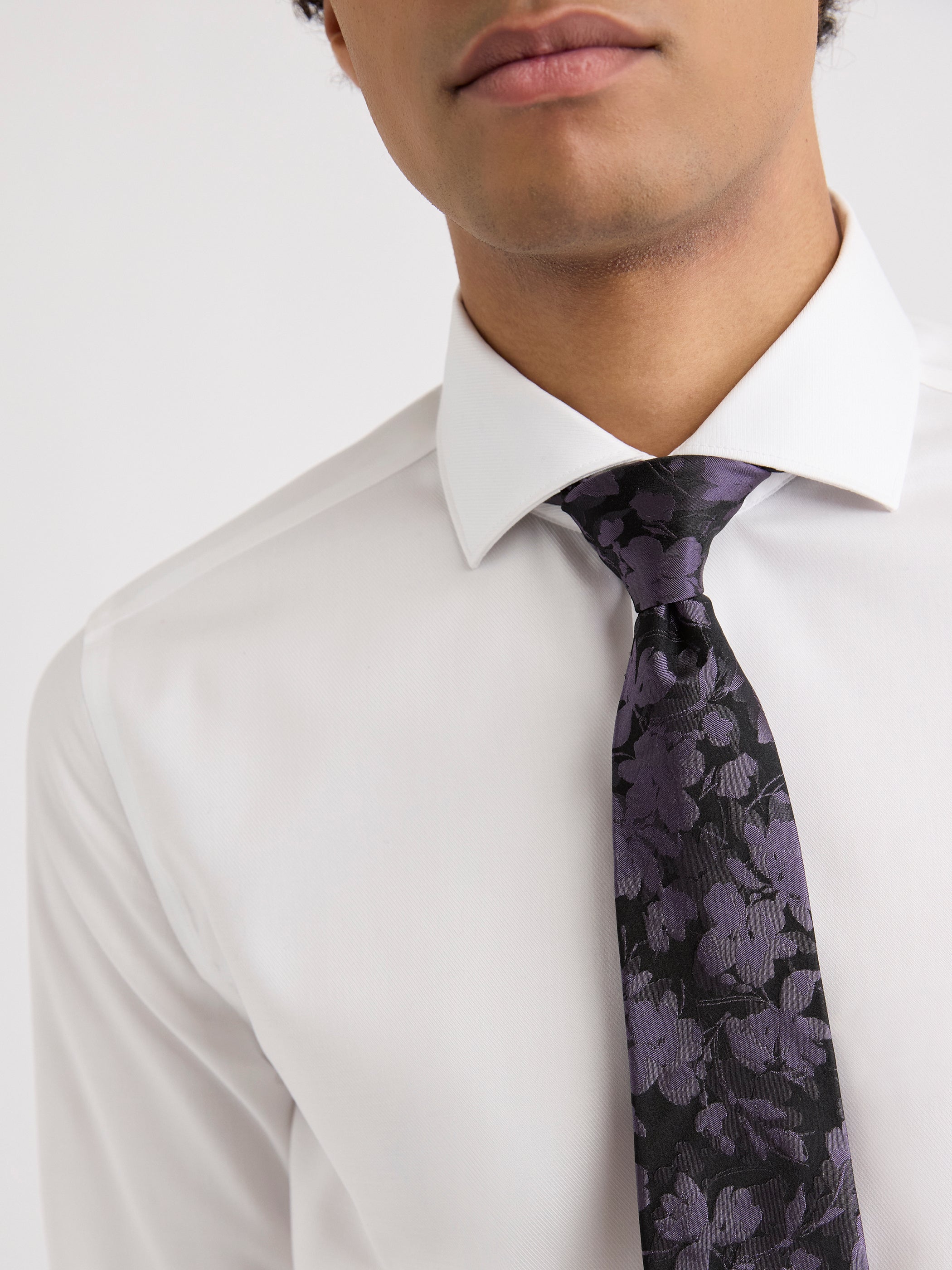 Black Regular Tie with Floral Pattern rw&co Special Offer
