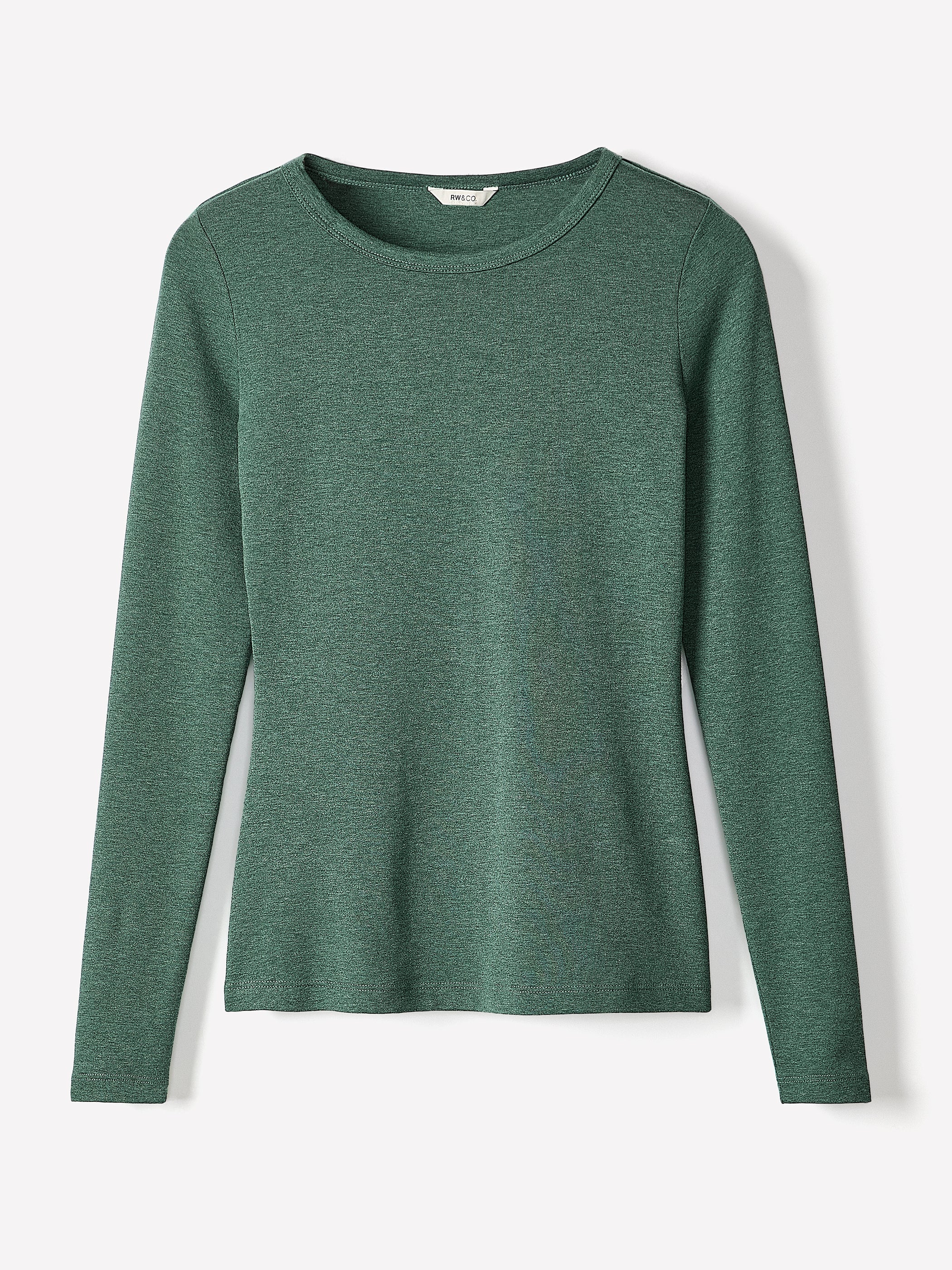 Luxe Knit Long-Sleeve Crew-Neck Fitted Ribbed Tee rw&co Special Offer