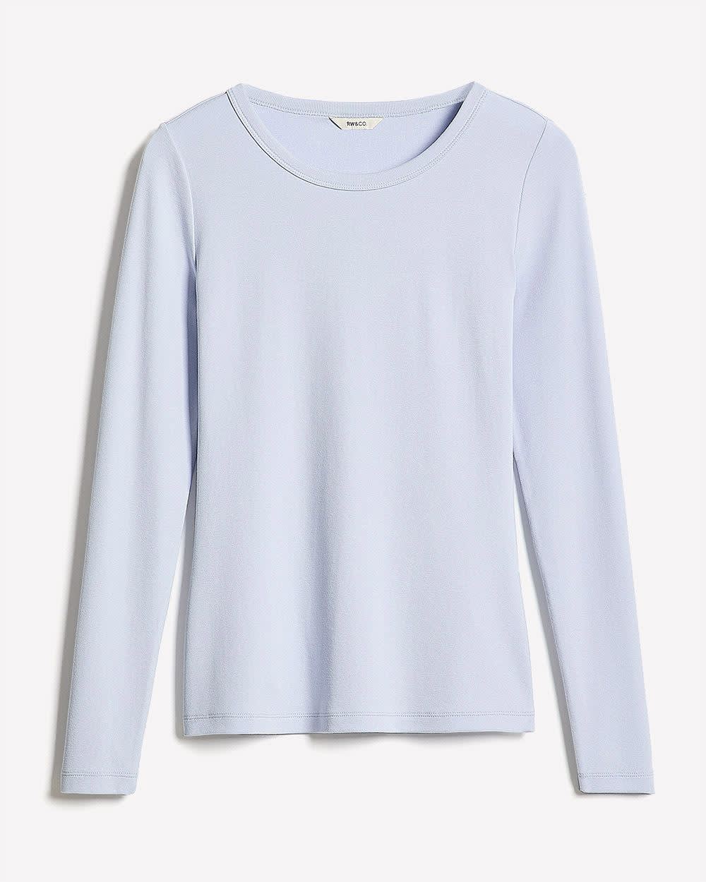 Luxe Knit Long-Sleeve Crew-Neck Fitted Ribbed Tee rw&co Special Offer