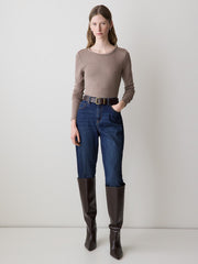 Luxe Knit Long-Sleeve Crew-Neck Fitted Ribbed Tee rw&co Special Offer