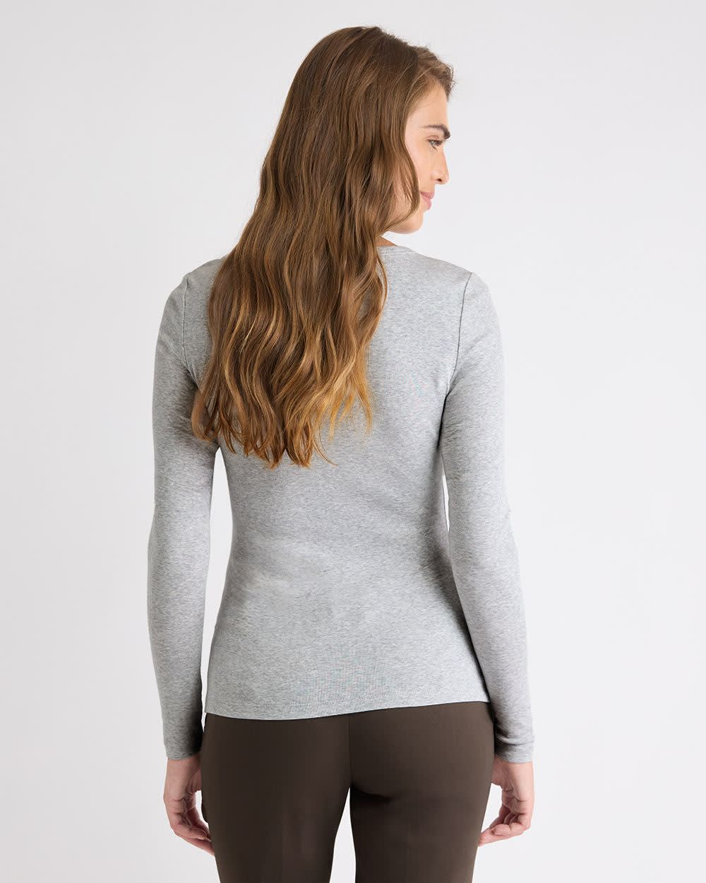 Luxe Knit Long-Sleeve Crew-Neck Fitted Ribbed Tee rw&co Special Offer